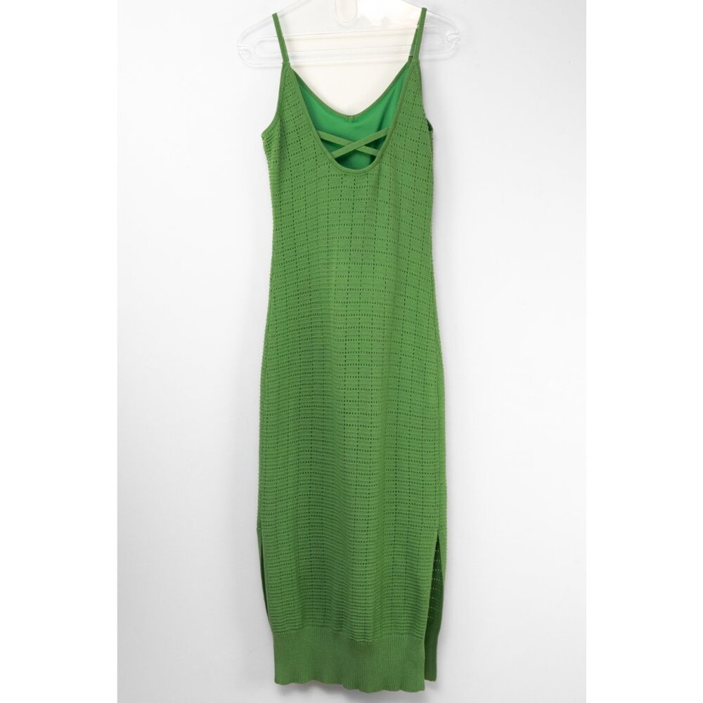 Greylin Dolce Knit Cami Midi Dress Sleeveless Side Slit Avocado Green Sz Medium - Picture 2 of 5